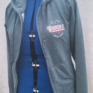 Women's Lrg Washington DC Zip Up Hoodie, Grey.